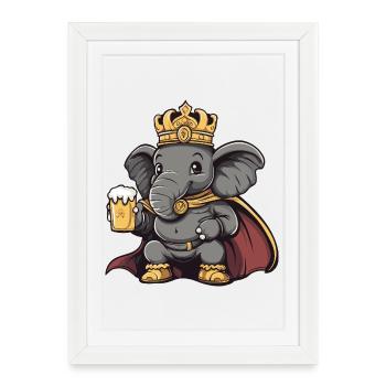 Roi de la Bière Éléphant - Affiche encadrée (27 × 37 cm) - blanc - Devant