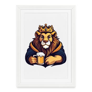 Roi de la Bière Lion - Affiche encadrée (27 × 37 cm) - blanc - Devant
