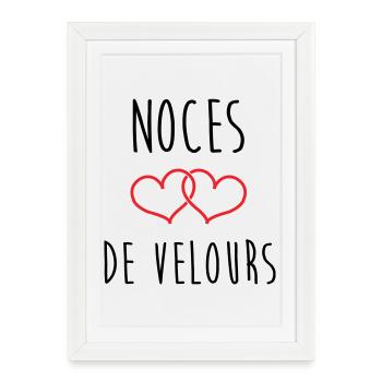 noces de velours 29 ans de mariage - Affiche encadrée (27 × 37 cm) - blanc - Devant