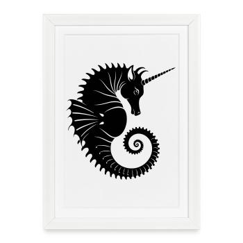 Licorne Hippocampe – Créature Marine Mystique - Affiche encadrée (27 × 37 cm) - blanc - Devant