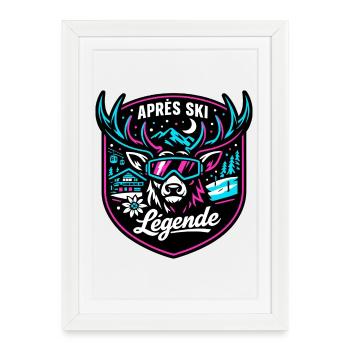 Après la fête des lunettes de ski Ski Legend Deer - Affiche encadrée (27 × 37 cm) - blanc - Devant