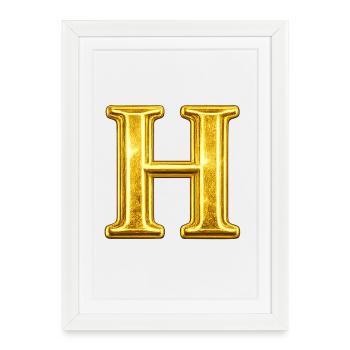 Monogramme en H d’or - Affiche encadrée (27 × 37 cm) - blanc - Devant