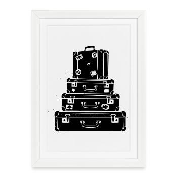 Valises Voyage Vintage - Affiche encadrée (27 × 37 cm) - blanc - Devant