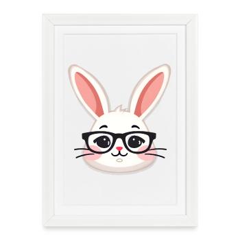Rabbit with glasses - Framed poster (27 × 37 cm) - white - Front