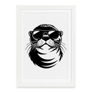 Cool otter with sunglasses - Framed poster (27 × 37 cm) - white - Front
