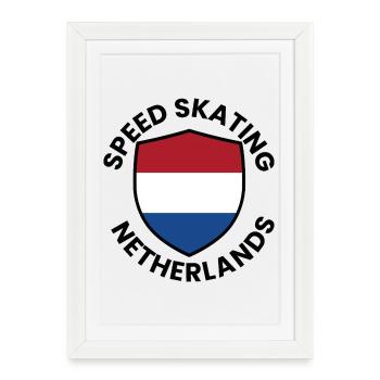 Speed skate Netherlands Shield - Framed poster (27 × 37 cm) - white - Front