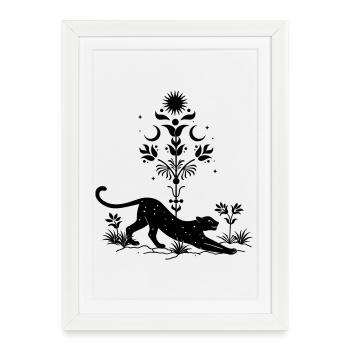 Cosmic Leopard Boho - Gerahmtes Poster (27 × 37 cm) - Weiß - Vorne