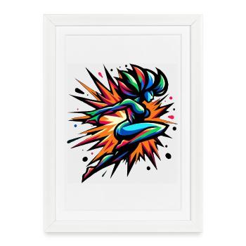 Colorful Neon Sprinter - Framed poster (27 × 37 cm) - white - Front