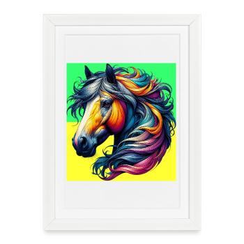 cheval - Affiche encadrée (27 × 37 cm) - blanc - Devant
