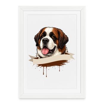 Cadeau de la chemise Saint-Bernard pour les amateurs de chiens - Affiche encadrée (27 × 37 cm) - blanc - Devant