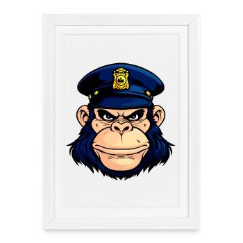 Monkey Police - Framed poster (27 × 37 cm) - white - Front