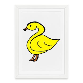 Yellow Duck Silhouette Black - Framed poster (27 × 37 cm) - white - Front