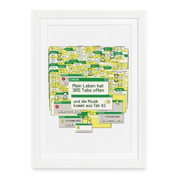 Leben, 365 Tabs Offen - Gerahmtes Poster (27 × 37 cm) - Weiß - Vorne