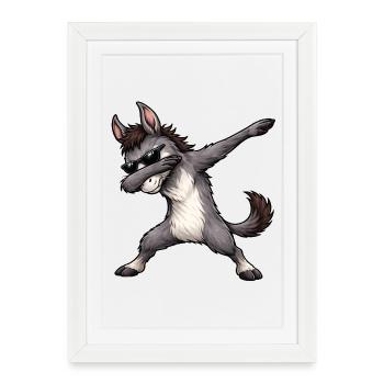 Âne Dab - Affiche encadrée (27 × 37 cm) - blanc - Devant