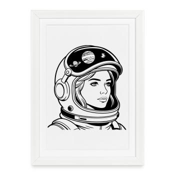 Femme de l’espace - Affiche encadrée (27 × 37 cm) - blanc - Devant