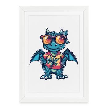 Dragon Comic Holiday - Affiche encadrée (27 × 37 cm) - blanc - Devant