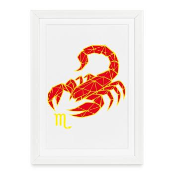 Geometric Scorpion Neon - Framed poster (27 × 37 cm) - white - Front