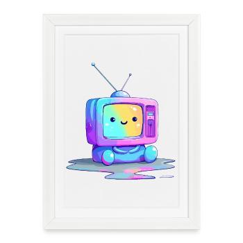 Jouet en peluche Rainbow TV - Affiche encadrée (27 × 37 cm) - blanc - Devant