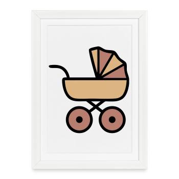 Stroller Baby Boho Icon - Framed poster (27 × 37 cm) - white - Front