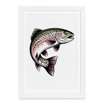 Pêche à la truite - Affiche encadrée (27 × 37 cm) - blanc - Devant