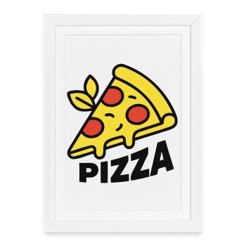 Pizza Piece Letting Italy Pizzeria - Affiche encadrée (27 × 37 cm) - blanc - Devant