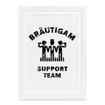 Équipe de soutien Bräutigam (Enterrement de vie de jeune fille Vintage B) - Affiche encadrée (27 × 37 cm) - blanc - Devant