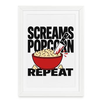 Screams Popcorn Repeat - Framed poster (27 × 37 cm) - white - Front