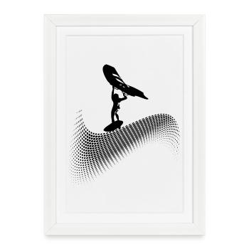 Wingfoiler sur la vague - Affiche encadrée (27 × 37 cm) - blanc - Devant