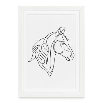 Minimalist Horse Line Art Elegant Line Design - Framed poster (27 × 37 cm) - white - Front