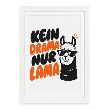 Pas de drame, juste un lama drôle, un lama drôle - Affiche encadrée (27 × 37 cm) - blanc - Devant