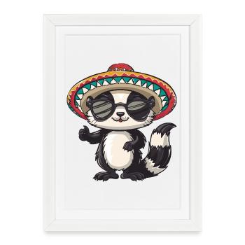 Sombrero drôle de moufette - Affiche encadrée (27 × 37 cm) - blanc - Devant