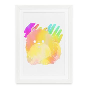 Chien poméranien poméranien - Affiche encadrée (27 × 37 cm) - blanc - Devant
