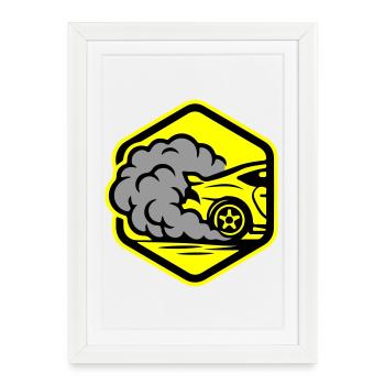 Automobile Icône Automobile Course - Affiche encadrée (27 × 37 cm) - blanc - Devant