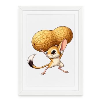 Mouse with peanut giant - Framed poster (27 × 37 cm) - white - Front