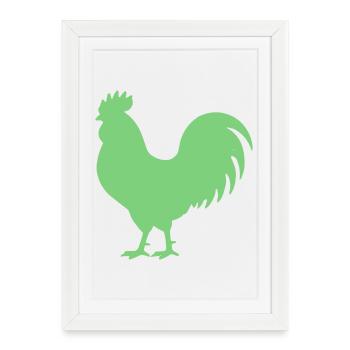 Coq - Affiche encadrée (27 × 37 cm) - blanc - Devant