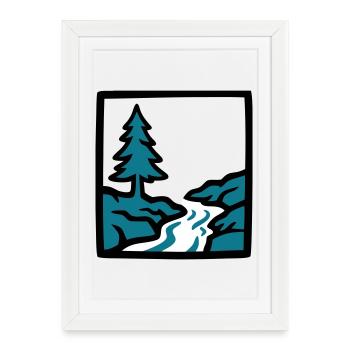 Logo de la nature de la forêt de la rivière - Affiche encadrée (27 × 37 cm) - blanc - Devant