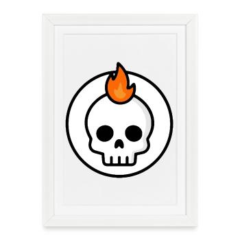 Cute Doom Skull Fire Graphic - Framed poster (27 × 37 cm) - white - Front
