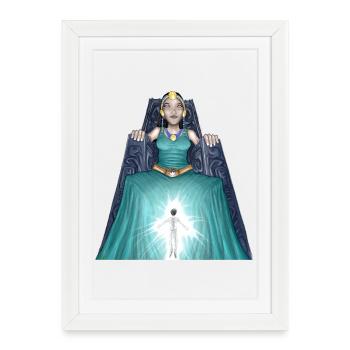 Luminous mystic queen on throne - Framed poster (27 × 37 cm) - white - Front