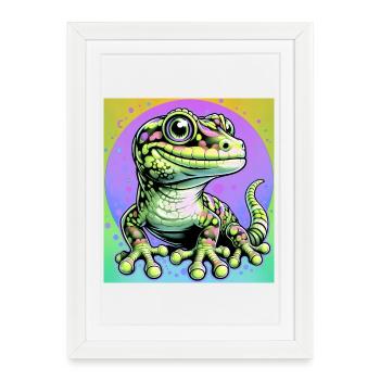 Gecko - Affiche encadrée (27 × 37 cm) - blanc - Devant