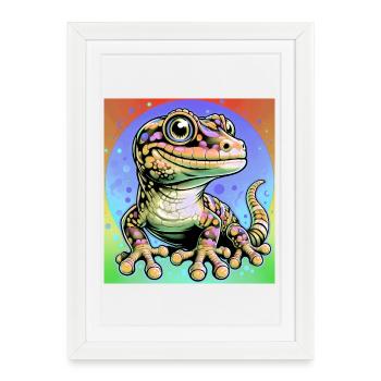 Gecko - Affiche encadrée (27 × 37 cm) - blanc - Devant