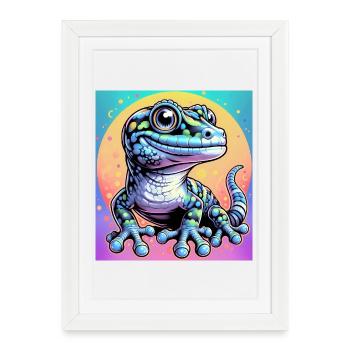 Gecko - Affiche encadrée (27 × 37 cm) - blanc - Devant
