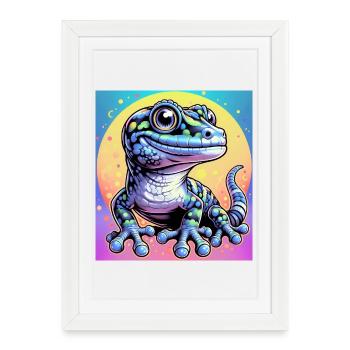 Gecko - Affiche encadrée (27 × 37 cm) - blanc - Devant