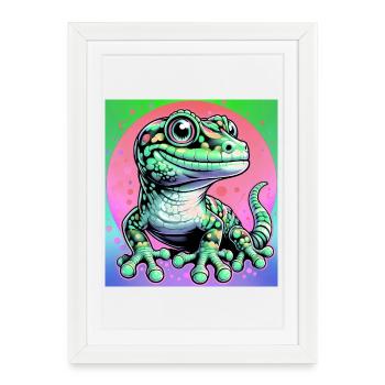 Gecko - Affiche encadrée (27 × 37 cm) - blanc - Devant