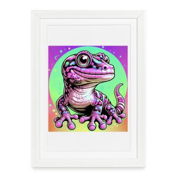 Gecko - Affiche encadrée (27 × 37 cm) - blanc - Devant