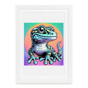Gecko - Affiche encadrée (27 × 37 cm) - blanc - Devant
