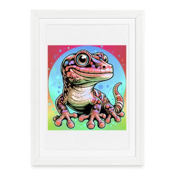 Gecko - Affiche encadrée (27 × 37 cm) - blanc - Devant