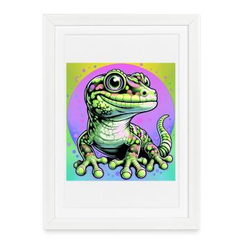 Gecko - Affiche encadrée (27 × 37 cm) - blanc - Devant