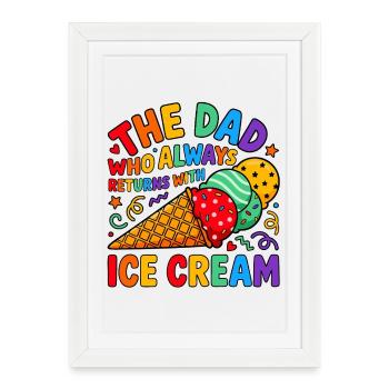 Papa vient avec la frénésie des couleurs de crème glacée - Affiche encadrée (27 × 37 cm) - blanc - Devant