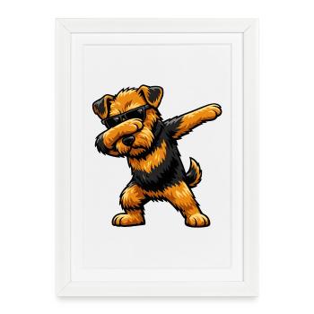 Dabbing Airedale Terrier - Framed poster (27 × 37 cm) - white - Front