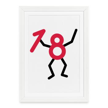Endlich18! - Affiche encadrée (27 × 37 cm) - blanc - Devant
